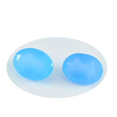 Riyogems 1PC Natural Blue Chalcedony Faceted 10x14 mm Oval Shape astonishing Quality Gemstone