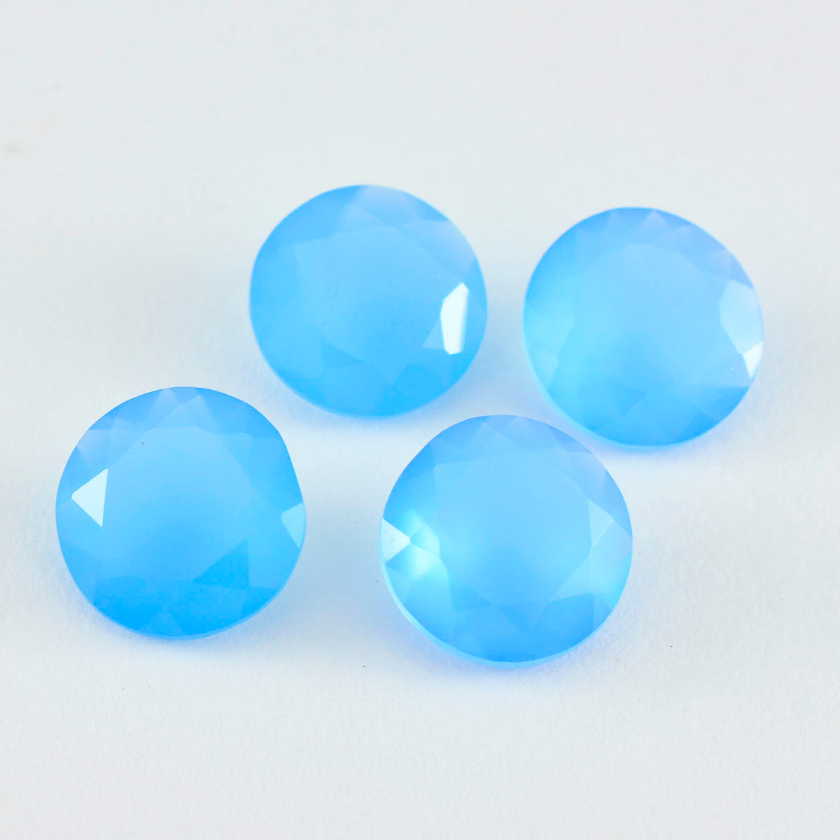 Riyogems 1PC Natural Blue Chalcedony Faceted 12x12 mm Round Shape cute Quality Loose Gemstone