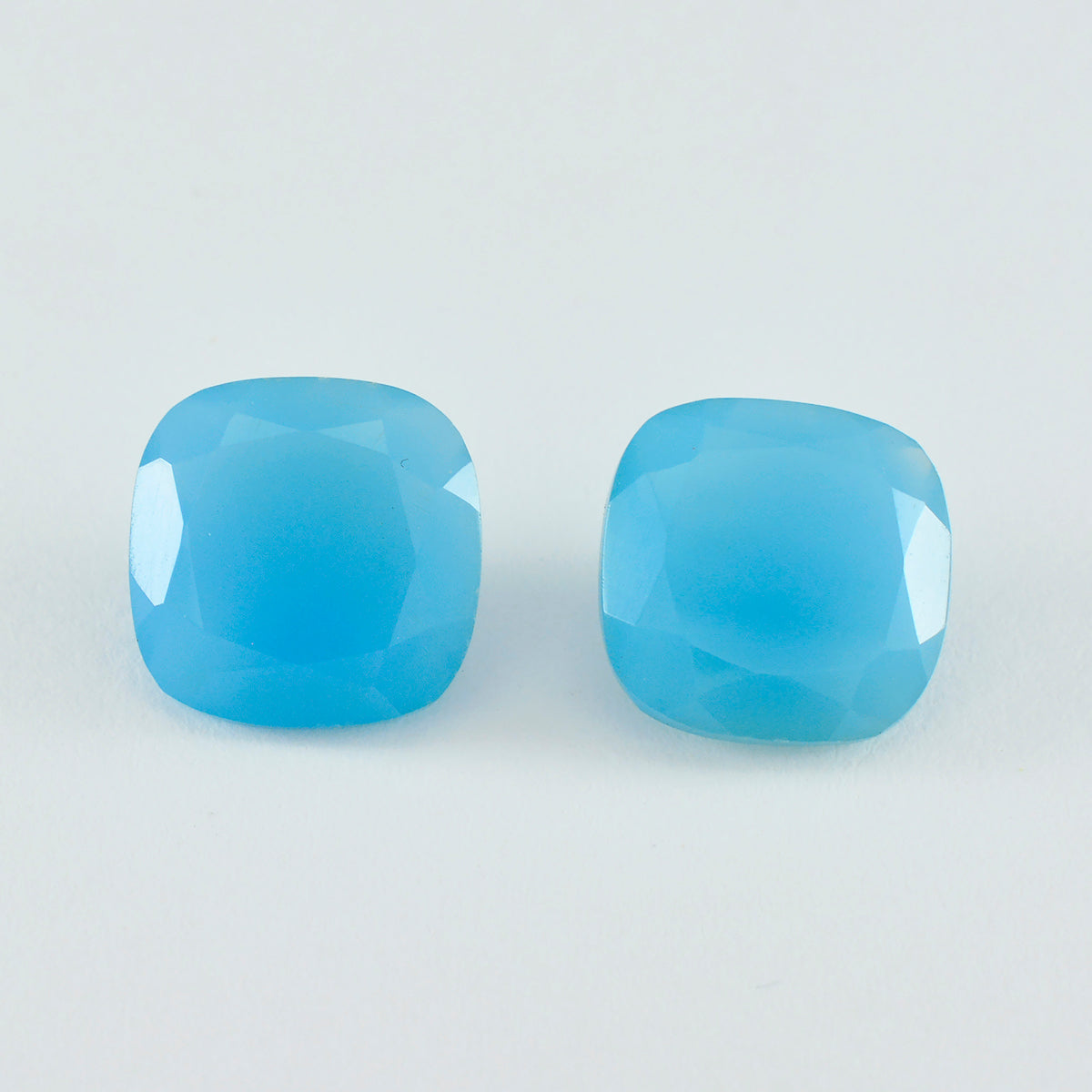Riyogems 1PC Natural Blue Chalcedony Faceted 13x13 mm Cushion Shape pretty Quality Loose Gems