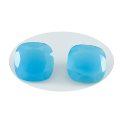 Riyogems 1PC Natural Blue Chalcedony Faceted 13x13 mm Cushion Shape pretty Quality Loose Gems