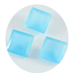 Riyogems 1PC Natural Blue Chalcedony Faceted 13x13 mm Square Shape handsome Quality Gemstone