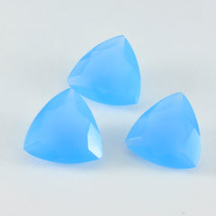 Riyogems 1PC Natural Blue Chalcedony Faceted 13x13 mm Trillion Shape sweet Quality Loose Gemstone