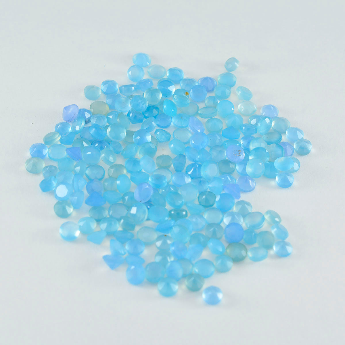Riyogems 1PC Natural Blue Chalcedony Faceted 3x3 mm Round Shape great Quality Loose Stone