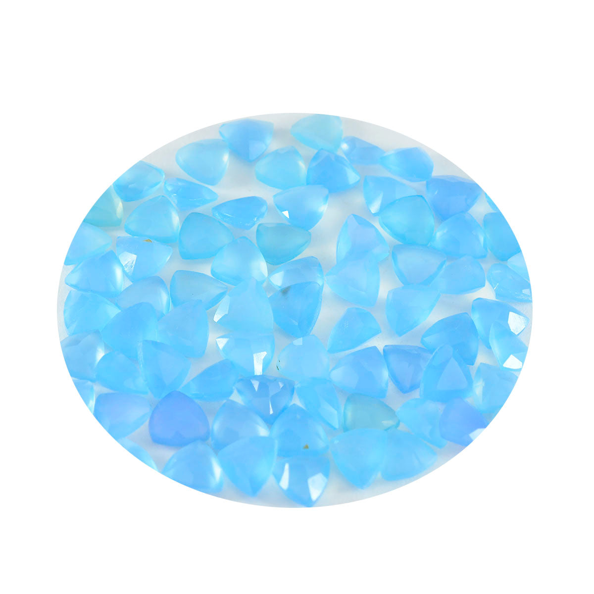 Riyogems 1PC Natural Blue Chalcedony Faceted 4x4 mm Trillion Shape excellent Quality Loose Stone