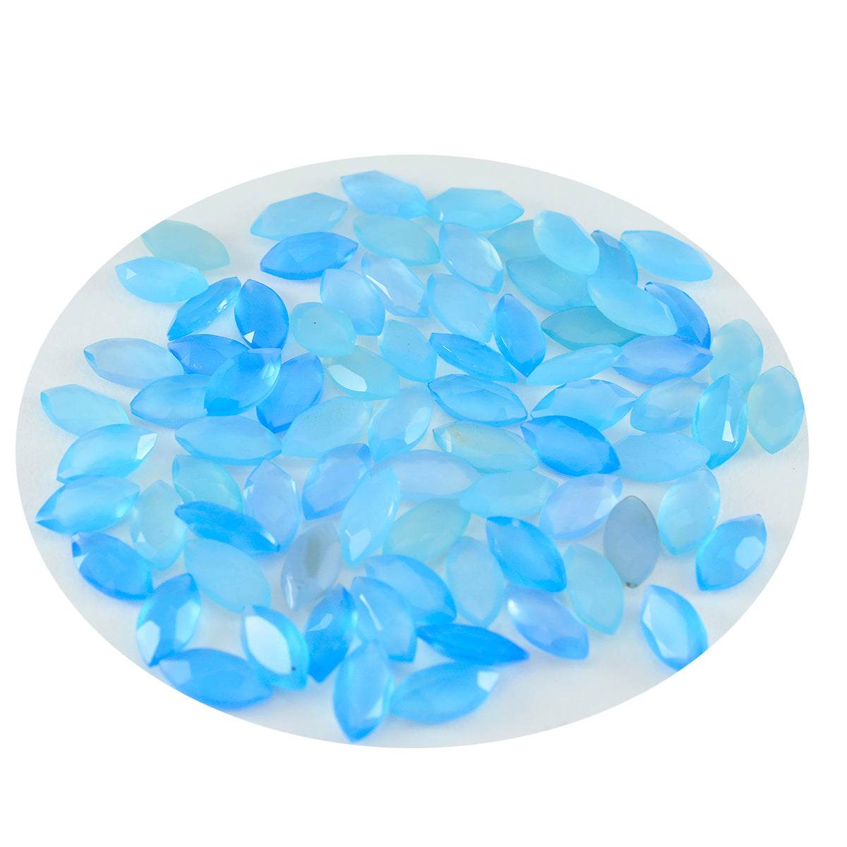 Riyogems 1PC Natural Blue Chalcedony Faceted 4x8 mm Marquise Shape AA Quality Loose Gem