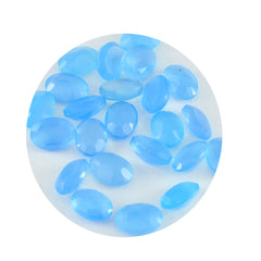 Riyogems 1PC Natural Blue Chalcedony Faceted 5x7 mm Oval Shape pretty Quality Loose Gems