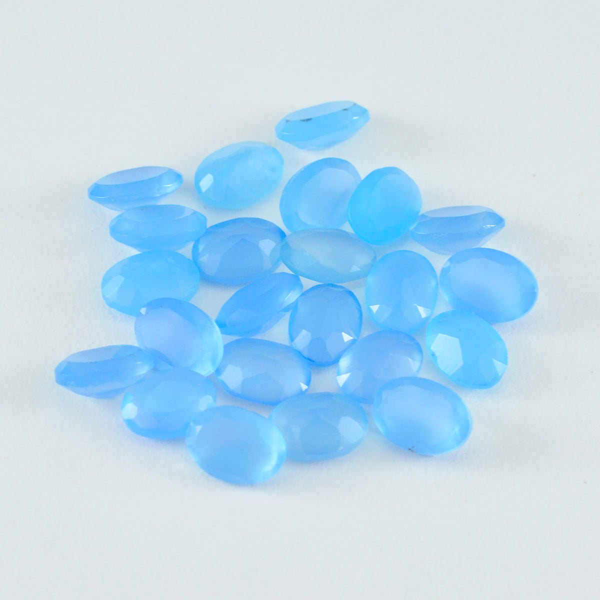Riyogems 1PC Natural Blue Chalcedony Faceted 5x7 mm Oval Shape pretty Quality Loose Gems