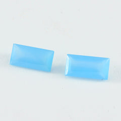 Riyogems 1PC Natural Blue Chalcedony Faceted 6x12 mm Baguette Shape A+ Quality Gems