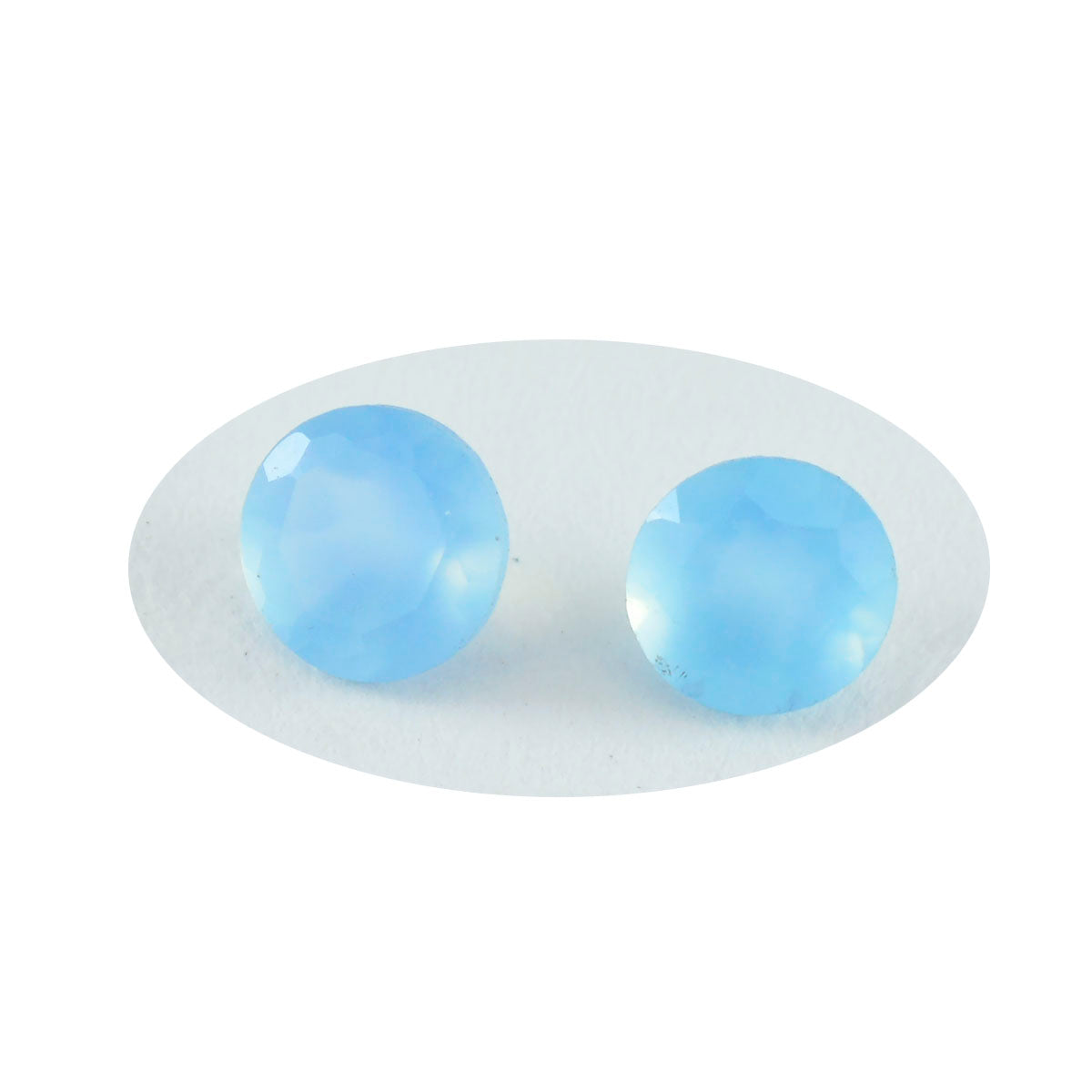 Riyogems 1PC Natural Blue Chalcedony Faceted 6x6 mm Round Shape wonderful Quality Gems