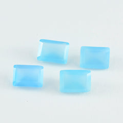 Riyogems 1PC Natural Blue Chalcedony Faceted 6x8 mm Octagon Shape startling Quality Gemstone