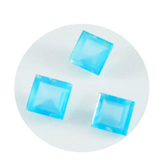 Riyogems 1PC Natural Blue Chalcedony Faceted 7x7 mm Square Shape A1 Quality Loose Gems