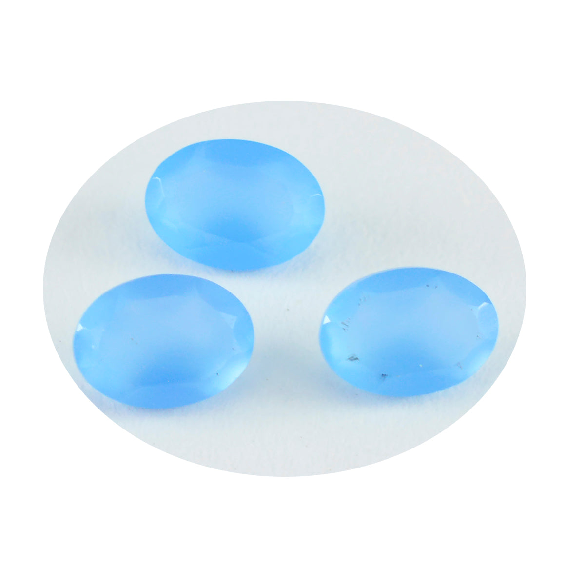 Riyogems 1PC Natural Blue Chalcedony Faceted 8x10 mm Oval Shape nice-looking Quality Gem