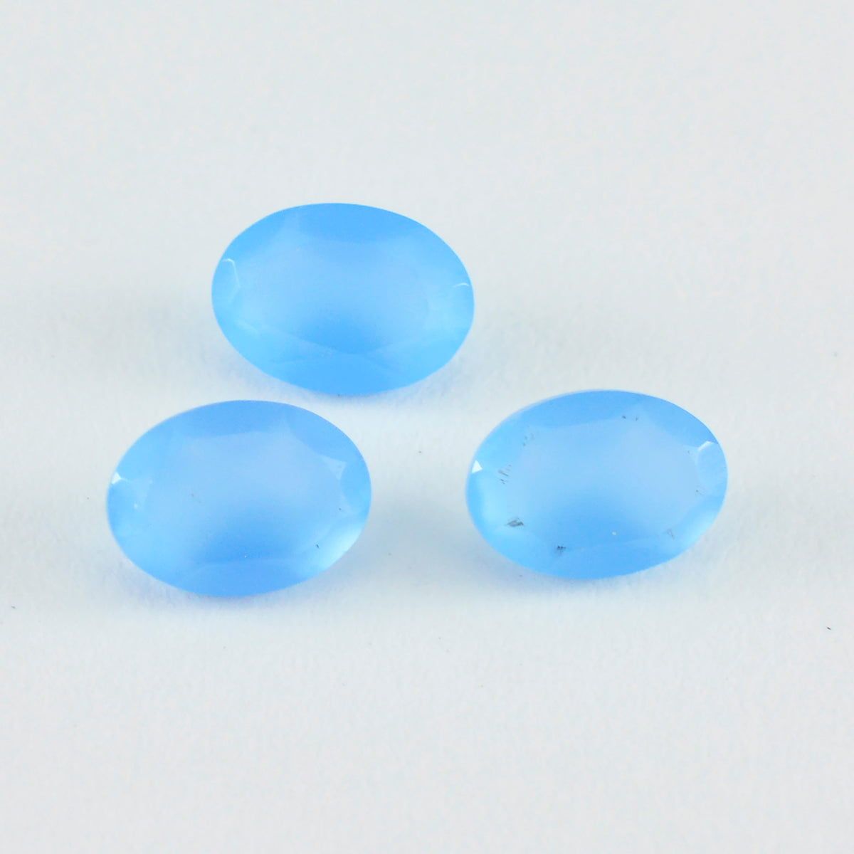 Riyogems 1PC Natural Blue Chalcedony Faceted 8x10 mm Oval Shape nice-looking Quality Gem