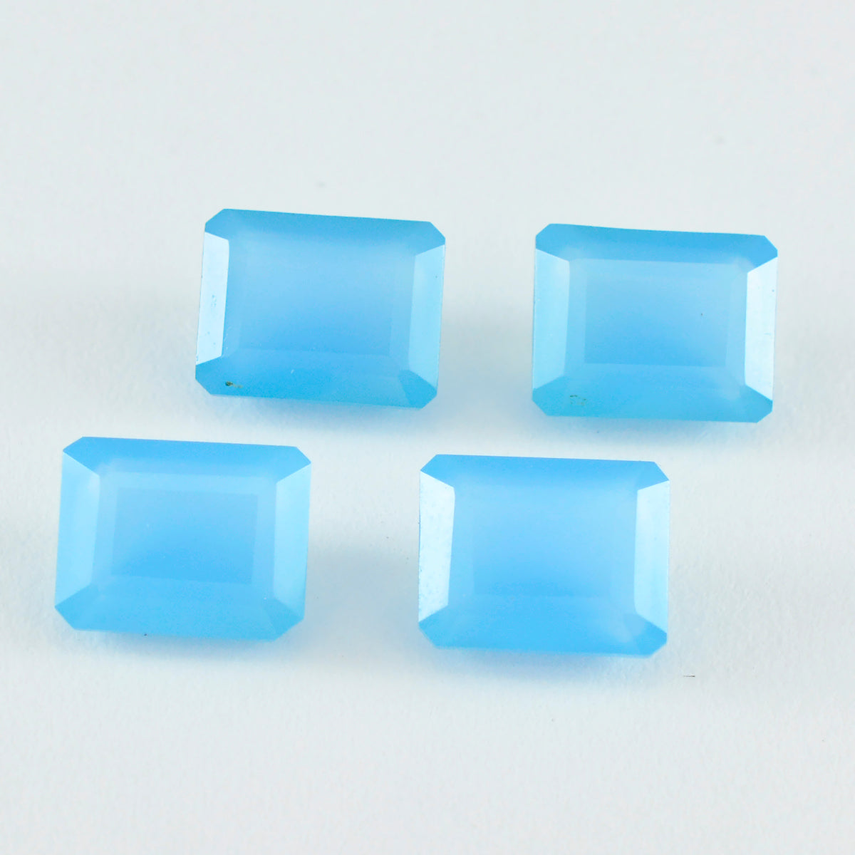 Riyogems 1PC Natural Blue Chalcedony Faceted 9x11 mm Octagon Shape superb Quality Loose Stone
