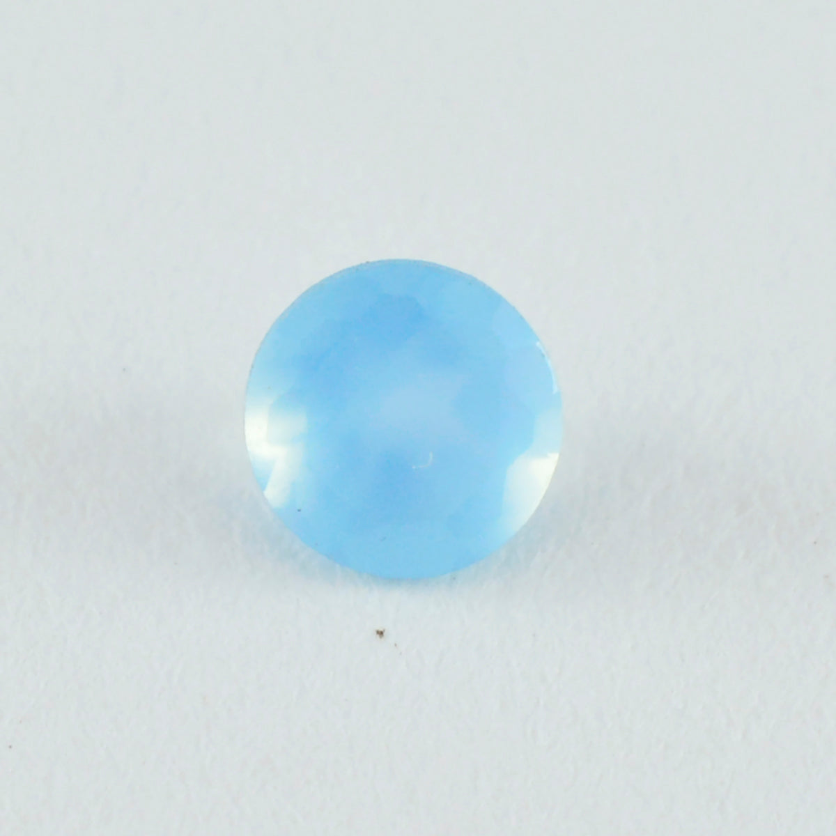 Riyogems 1PC Natural Blue Chalcedony Faceted 9x9 mm Round Shape awesome Quality Loose Gem