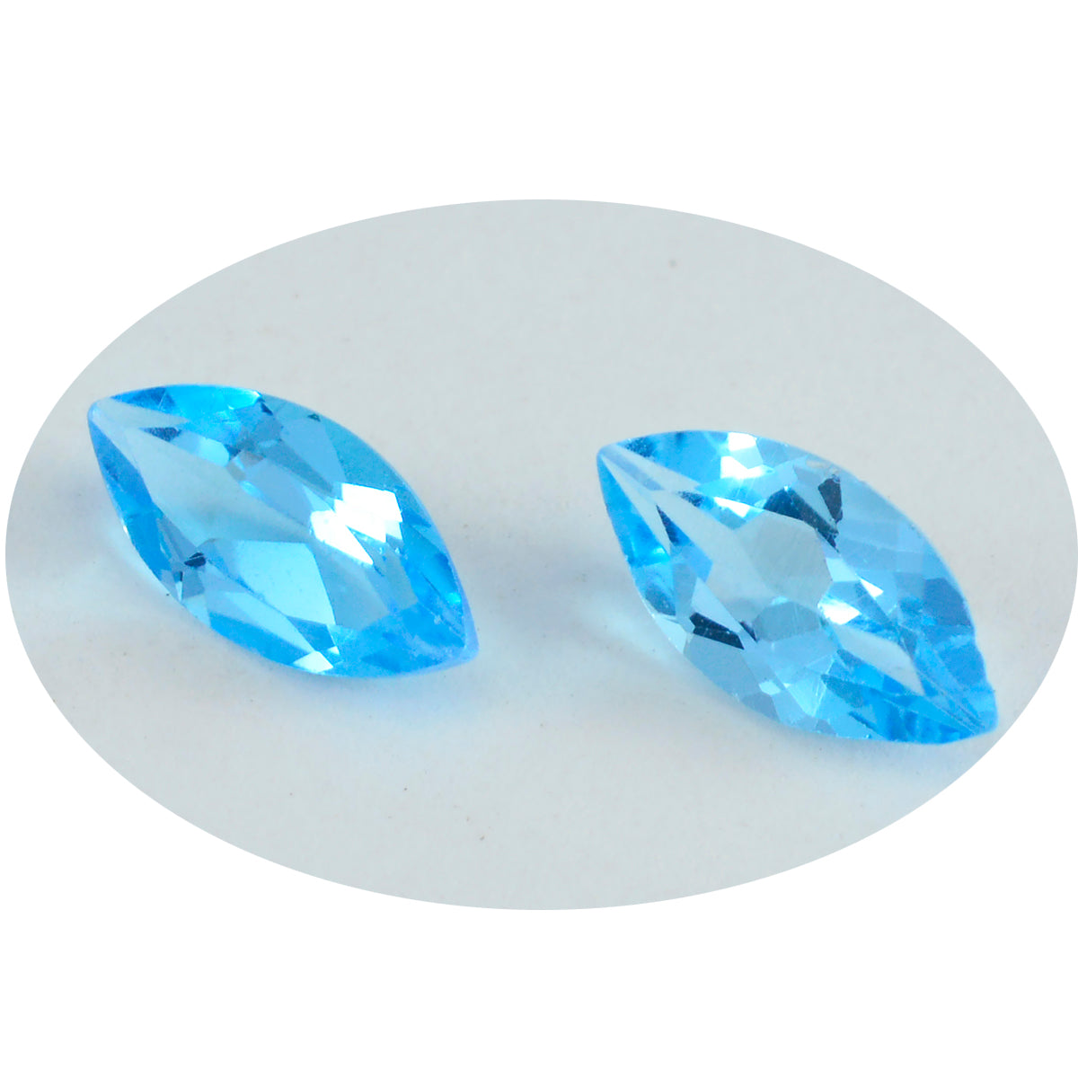 Riyogems 1PC Natural Blue Topaz Faceted 5x10 mm Marquise Shape awesome Quality Stone