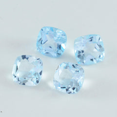 Riyogems 1PC Natural Blue Topaz Faceted 7X7 mm Cushion Shape amazing Quality Loose Gemstone