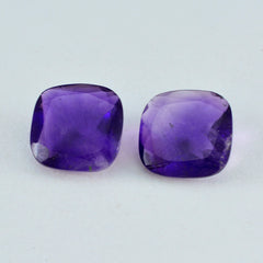 Riyogems 1PC Natural Purple Amethyst Faceted 12X12 mm Cushion Shape beauty Quality Loose Gem