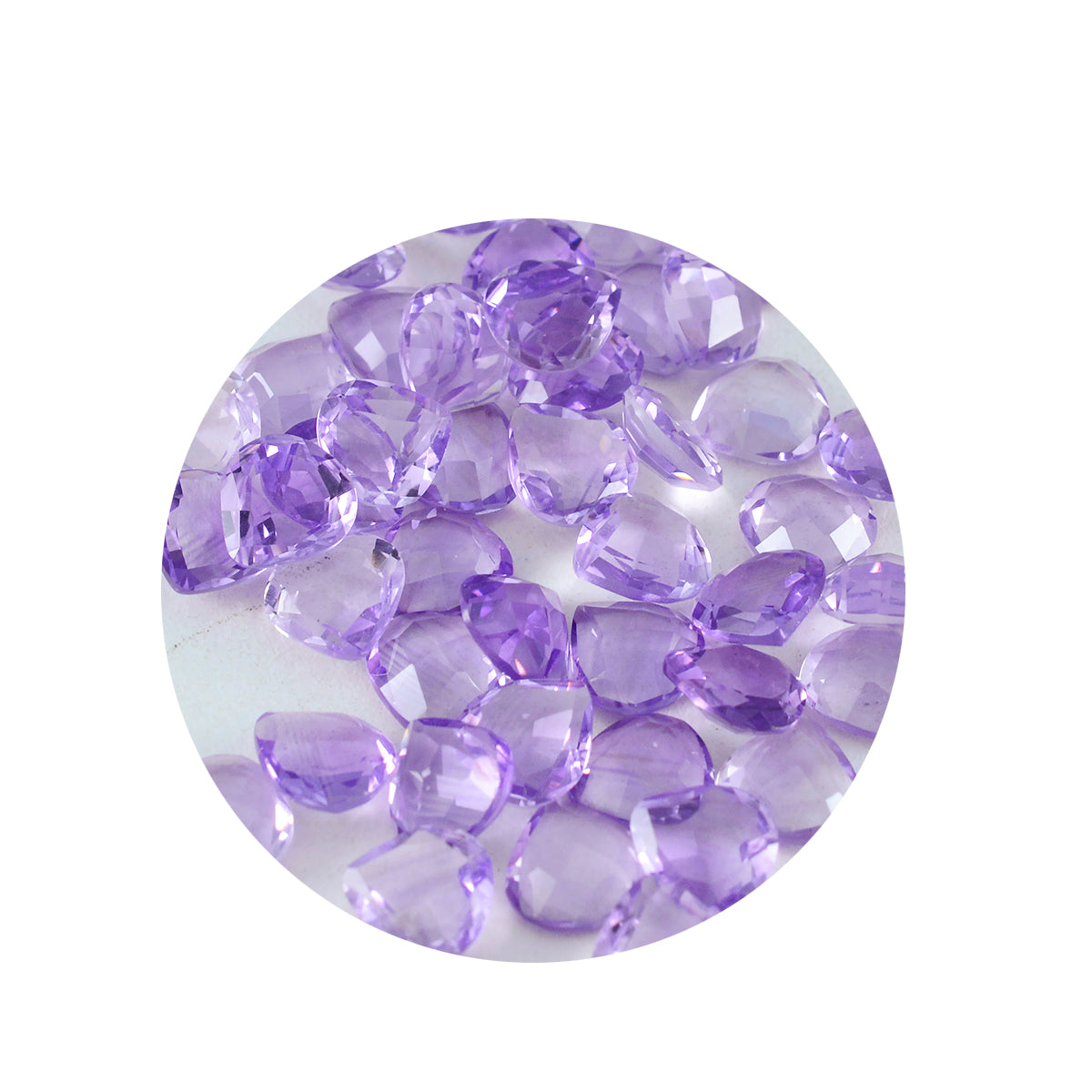 Riyogems 1PC Natural Purple Amethyst Faceted 7X7 mm Heart Shape good-looking Quality Gemstone