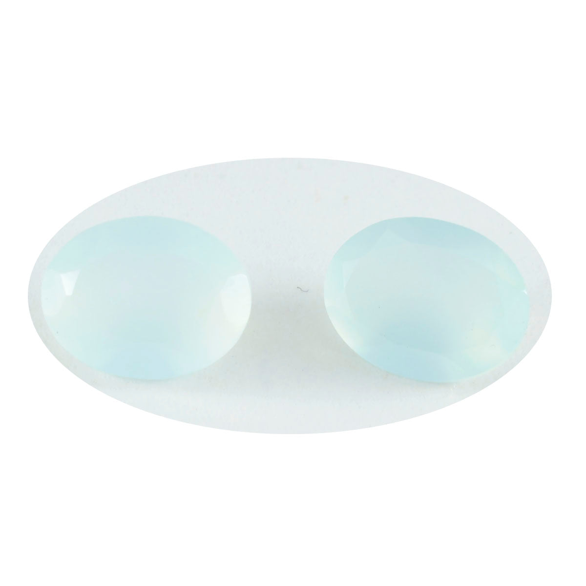 Riyogems 1PC Real Aqua Chalcedony Faceted 10x14 mm Oval Shape lovely Quality Loose Stone
