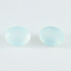 Riyogems 1PC Real Aqua Chalcedony Faceted 10x14 mm Oval Shape lovely Quality Loose Stone