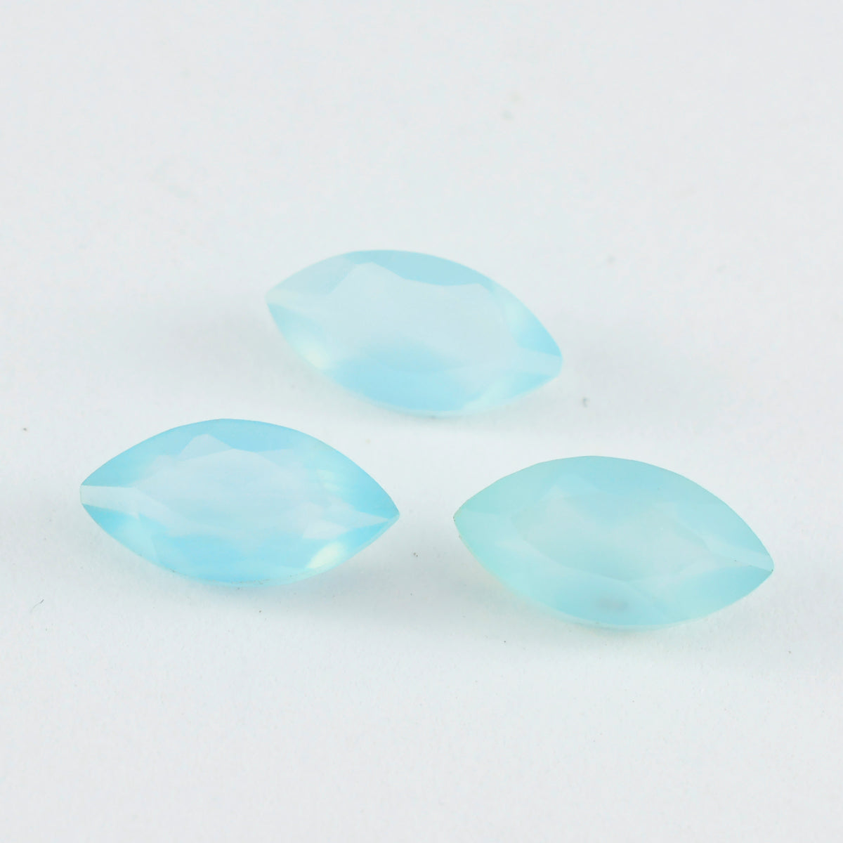 Riyogems 1PC Real Aqua Chalcedony Faceted 11x22 mm Marquise Shape beautiful Quality Loose Gems