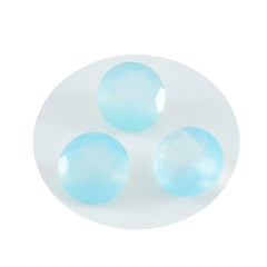 Riyogems 1PC Real Aqua Chalcedony Faceted 12x12 mm Round Shape A Quality Stone