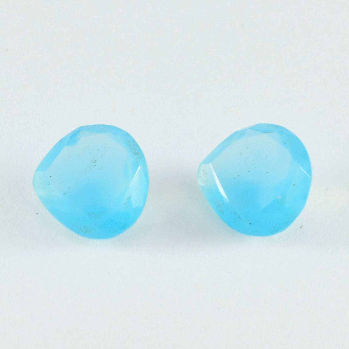 Riyogems 1PC Real Aqua Chalcedony Faceted 13x13 mm Heart Shape awesome Quality Gems