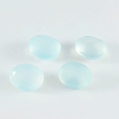 Riyogems 1PC Real Aqua Chalcedony Faceted 8x10 mm Oval Shape excellent Quality Gemstone
