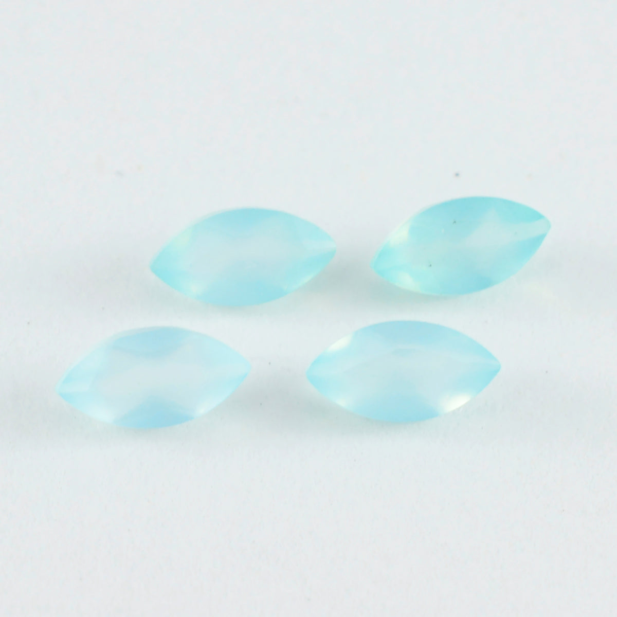 Riyogems 1PC Real Aqua Chalcedony Faceted 8x16 mm Marquise Shape A1 Quality Stone