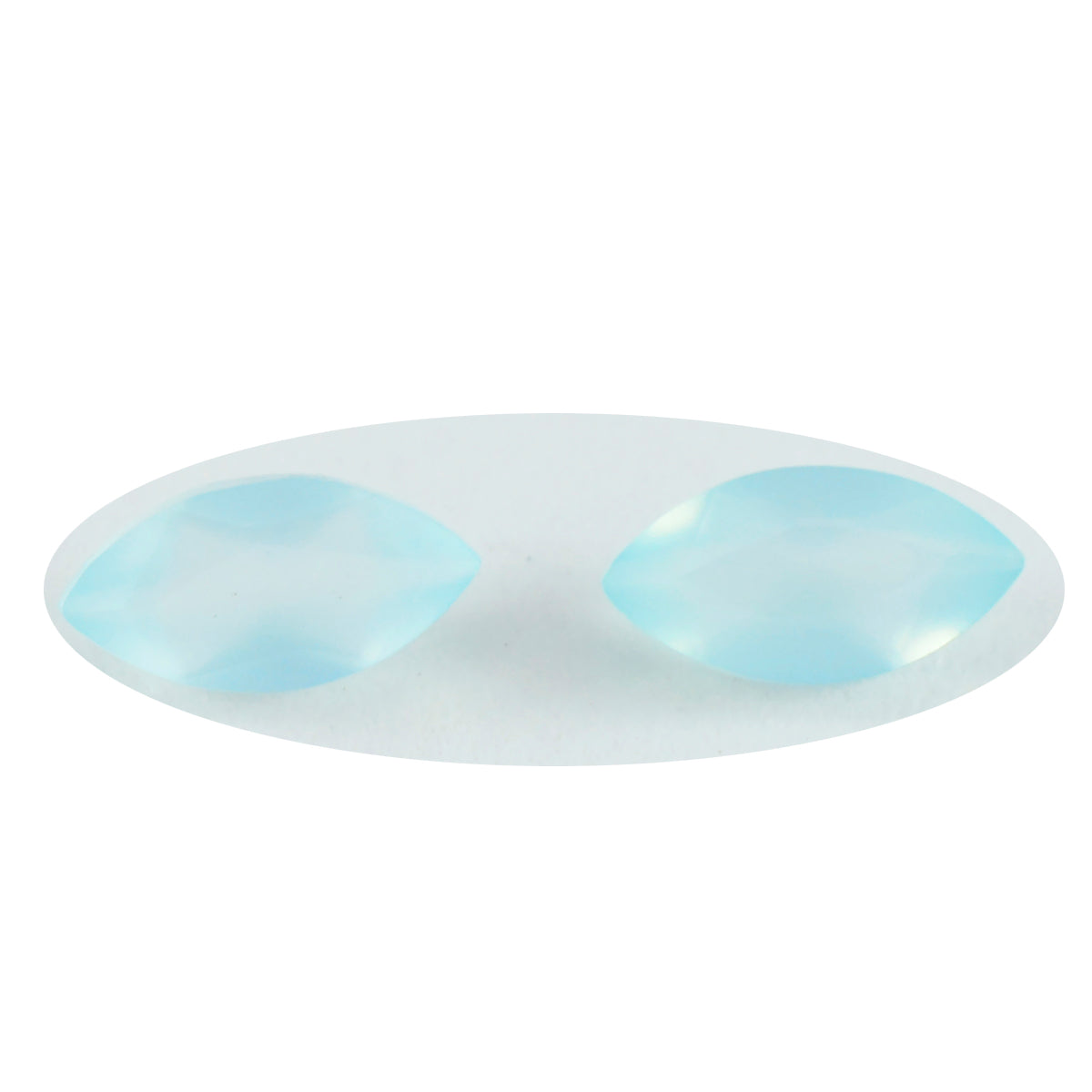 Riyogems 1PC Real Aqua Chalcedony Faceted 8x16 mm Marquise Shape A1 Quality Stone