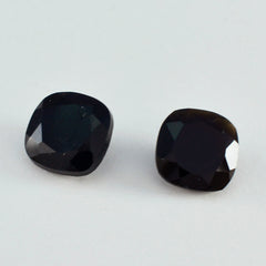 Riyogems 1PC Real Black Onyx Faceted 10x10 mm Cushion Shape pretty Quality Loose Gemstone