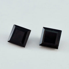 Riyogems 1PC Real Black Onyx Faceted 11x11 mm Square Shape amazing Quality Stone