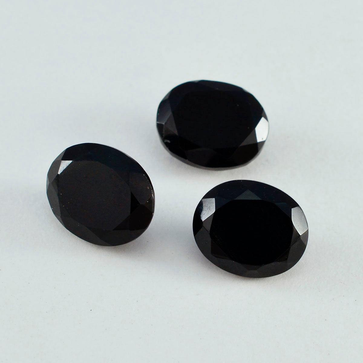Riyogems 1PC Real Black Onyx Faceted 12x16 mm Oval Shape beauty Quality Loose Gem