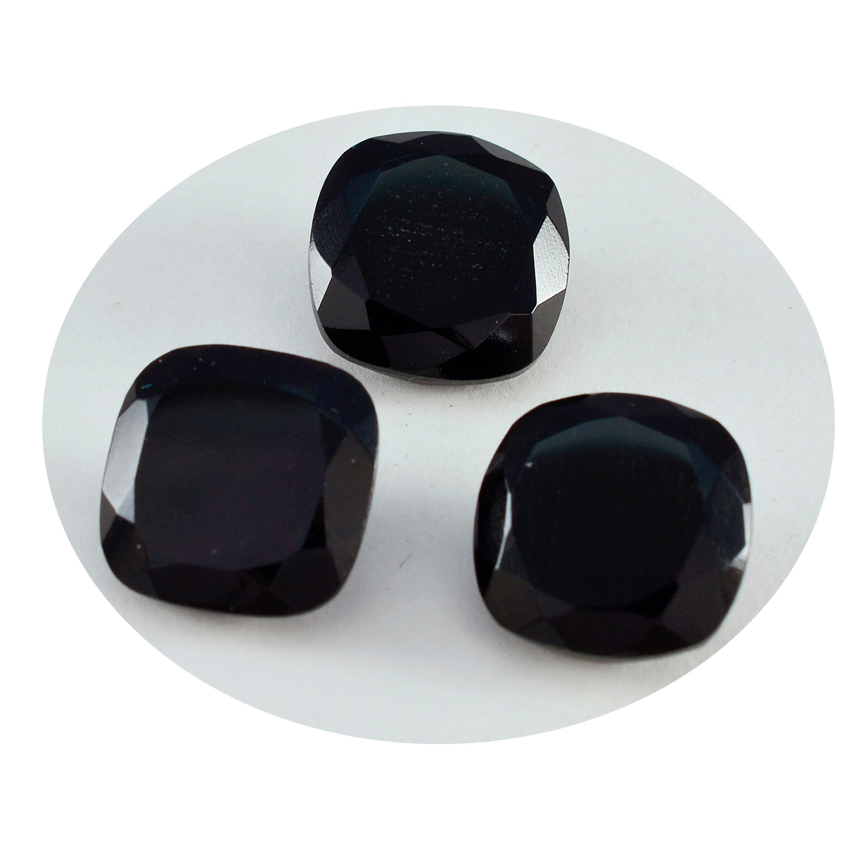 Riyogems 1PC Real Black Onyx Faceted 13x13 mm Cushion Shape nice-looking Quality Stone