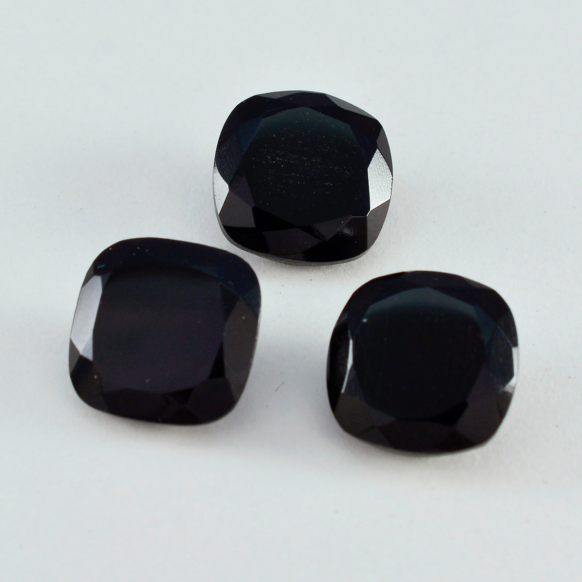 Riyogems 1PC Real Black Onyx Faceted 13x13 mm Cushion Shape nice-looking Quality Stone
