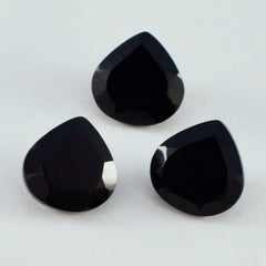 Riyogems 1PC Real Black Onyx Faceted 13x13 mm Heart Shape A1 Quality Loose Gemstone