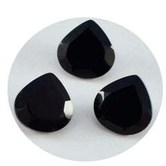 Riyogems 1PC Real Black Onyx Faceted 13x13 mm Heart Shape A1 Quality Loose Gemstone
