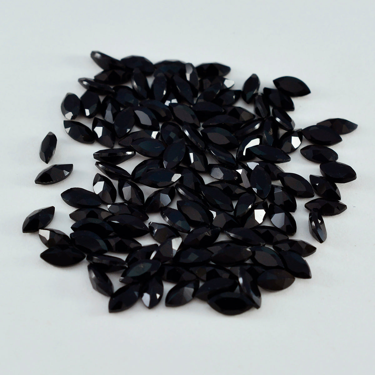 Riyogems 1PC Real Black Onyx Faceted 3X6 mm Marquise Shape beautiful Quality Stone