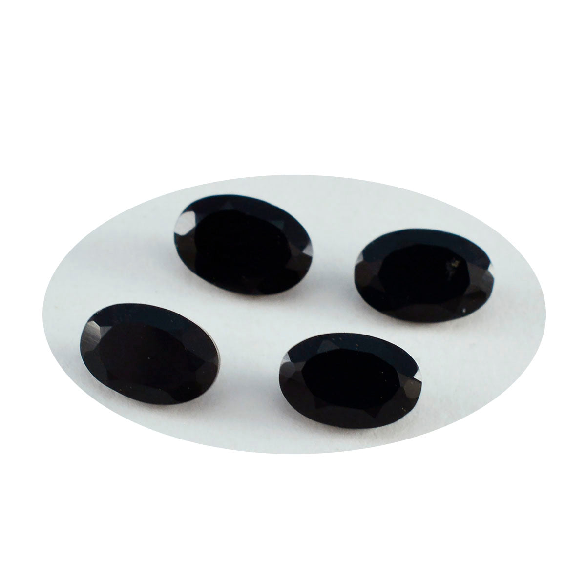 Riyogems 1PC Real Black Onyx Faceted 3x5 mm Oval Shape lovely Quality Gemstone