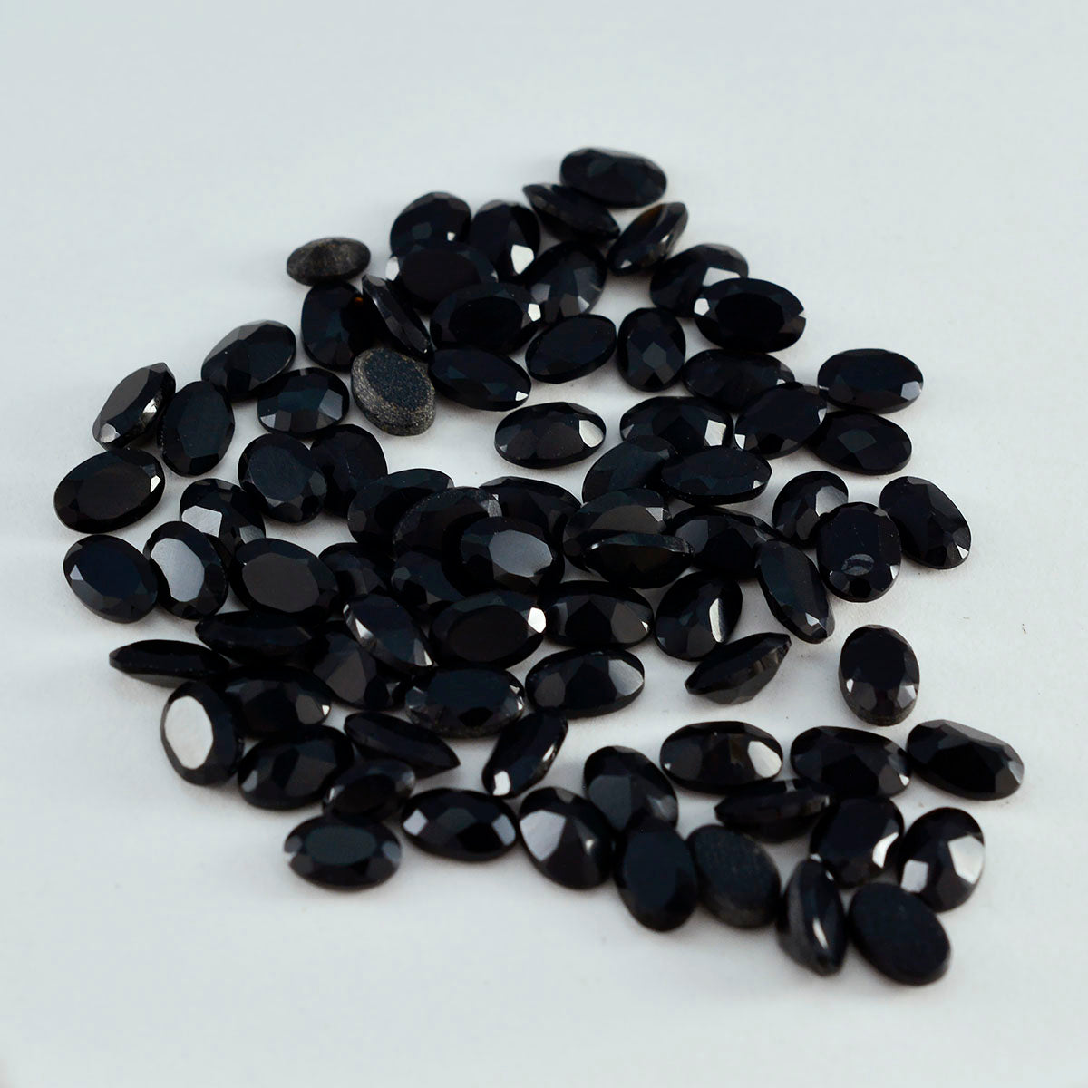 Riyogems 1PC Real Black Onyx Faceted 3x5 mm Oval Shape lovely Quality Gemstone