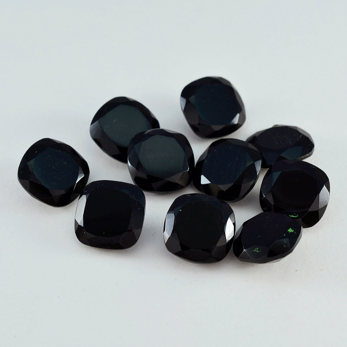 Riyogems 1PC Real Black Onyx Faceted 4x4 mm Cushion Shape A+1 Quality Gems