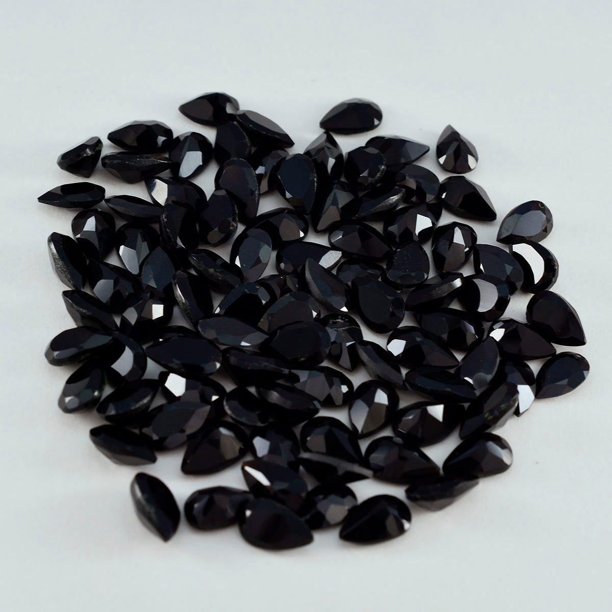Riyogems 1PC Real Black Onyx Faceted 5x7 mm Pear Shape A Quality Loose Gemstone