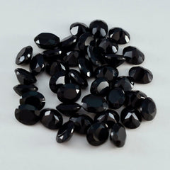 Riyogems 1PC Real Black Onyx Faceted 6x8 mm Oval Shape fantastic Quality Loose Stone