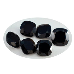 Riyogems 1PC Real Black Onyx Faceted 7x7 mm Cushion Shape Nice Quality Loose Gem