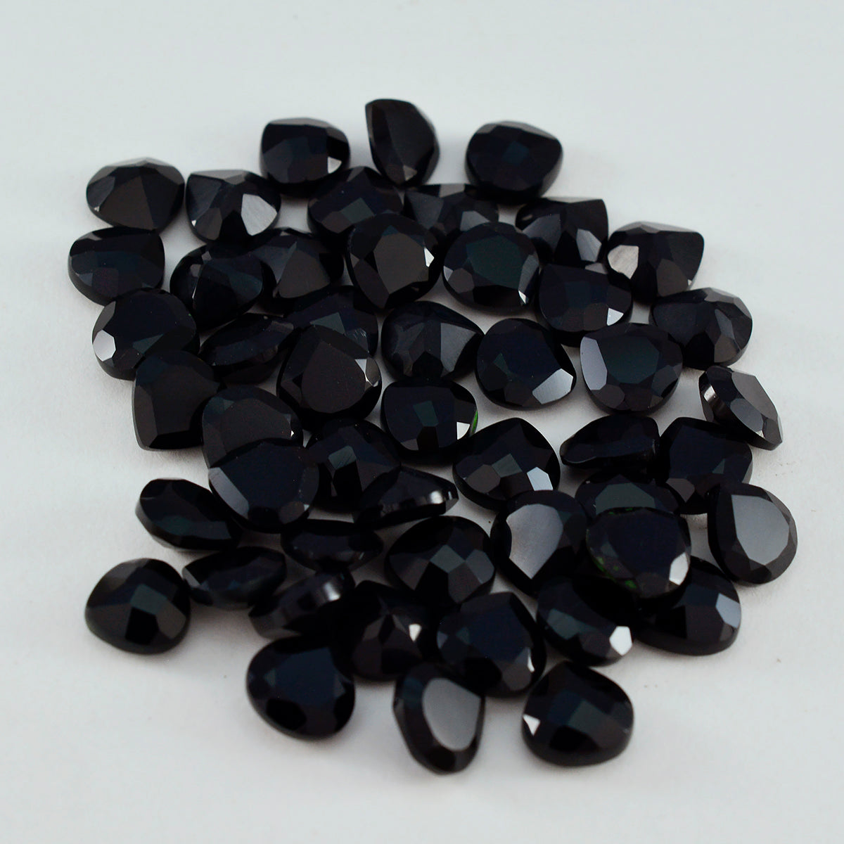 Riyogems 1PC Real Black Onyx Faceted 7x7 mm Heart Shape cute Quality Gems