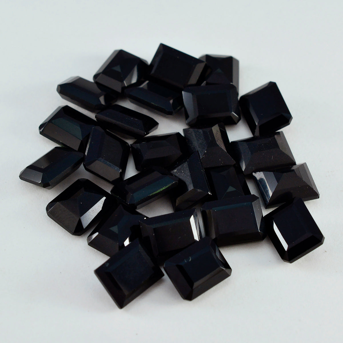 Riyogems 1PC Real Black Onyx Faceted 7x9 mm Octagon Shape great Quality Gem