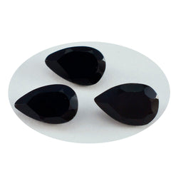 Riyogems 1PC Real Black Onyx Faceted 8x12 mm Pear Shape A+ Quality Stone