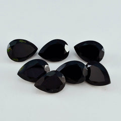 Riyogems 1PC Real Black Onyx Faceted 8x12 mm Pear Shape A+ Quality Stone