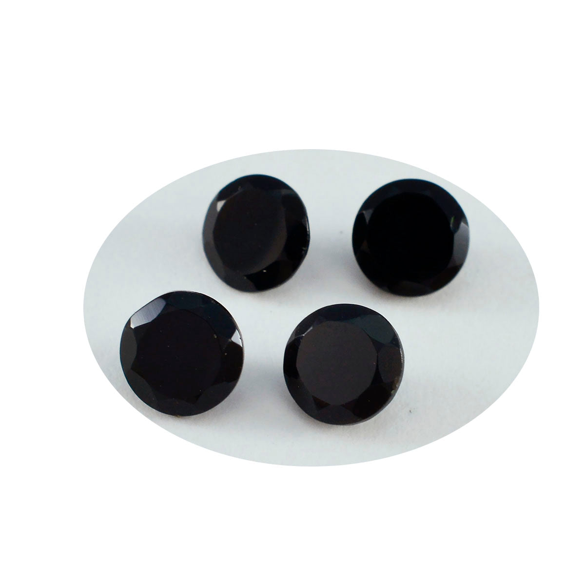 Riyogems 1PC Real Black Onyx Faceted 8x8 mm Round Shape good-looking Quality Gemstone